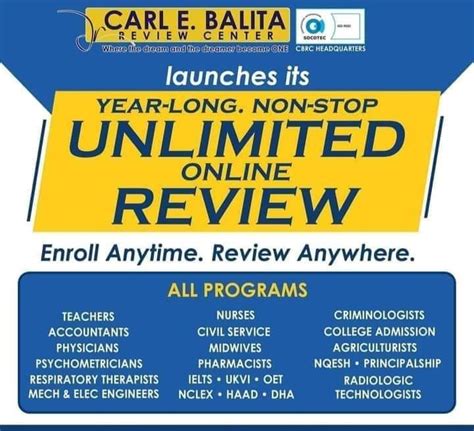 Carl balita review center schedule 2019 for let